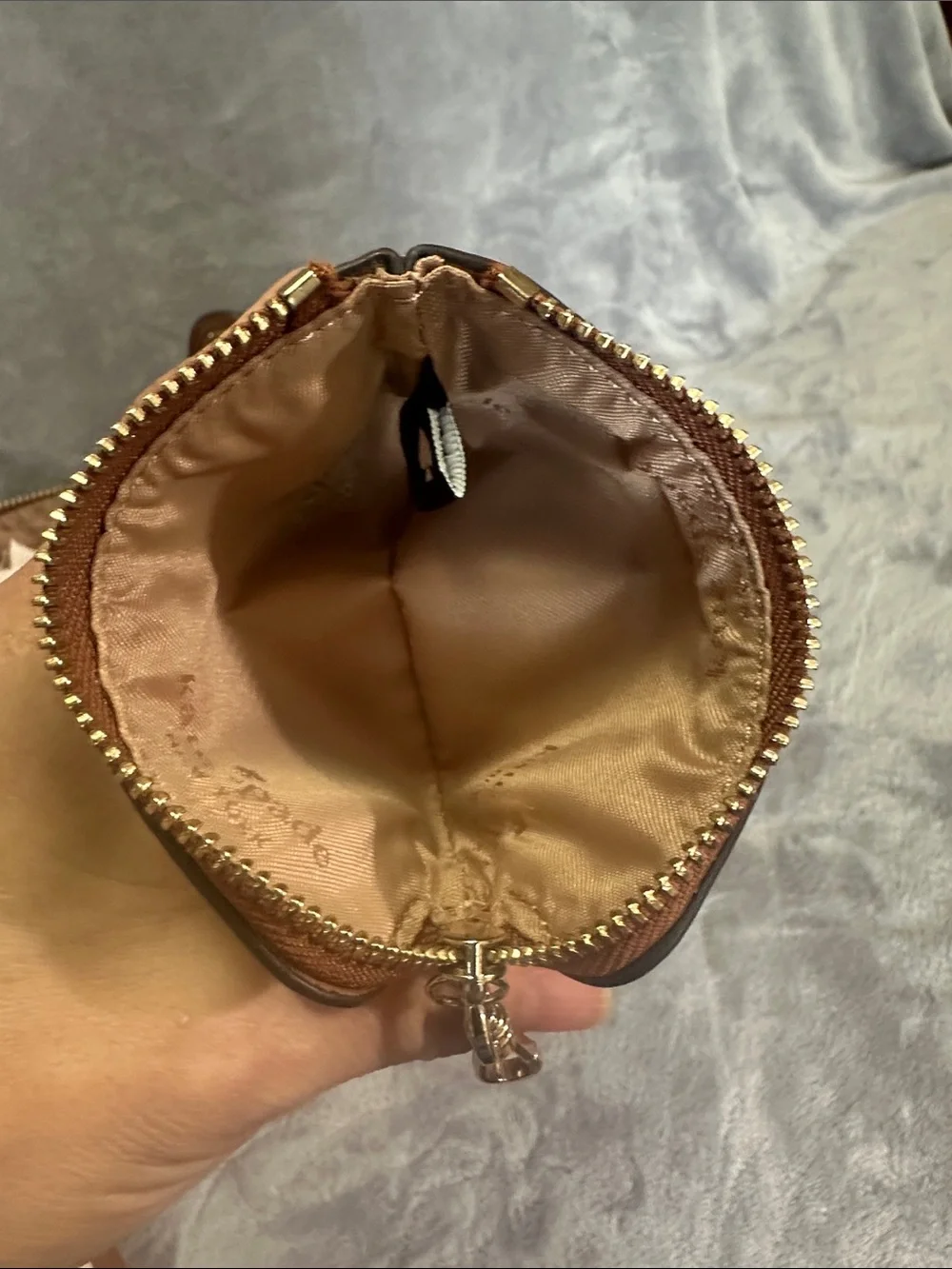 kate spade Brown Pebbled Leather Crossbody with Striped Strap